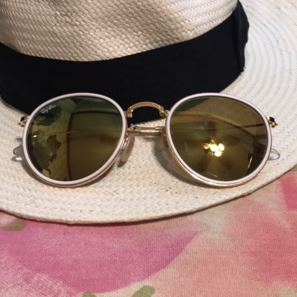 Authentic Ray-Ban Gold Reflective Round Sunglasses